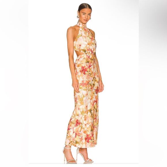Significant Other Lapis Dress Watercolor Floral maxi midi halter rayon Revolve - Picture 2 of 13